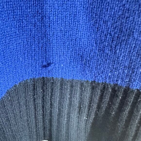 THEORY 100% Cashmere blue black stripe turtleneck sweater woman’s‎ size Small - Picture 3 of 7